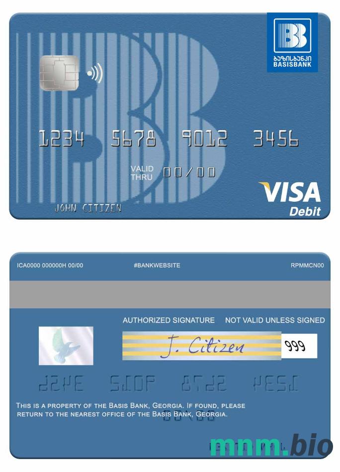 Georgia Basis Bank visa debet karta przykład w formacie PSD